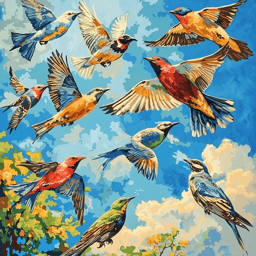 John James Audubon Inspired Graceful Birds In Flight Paint By Color