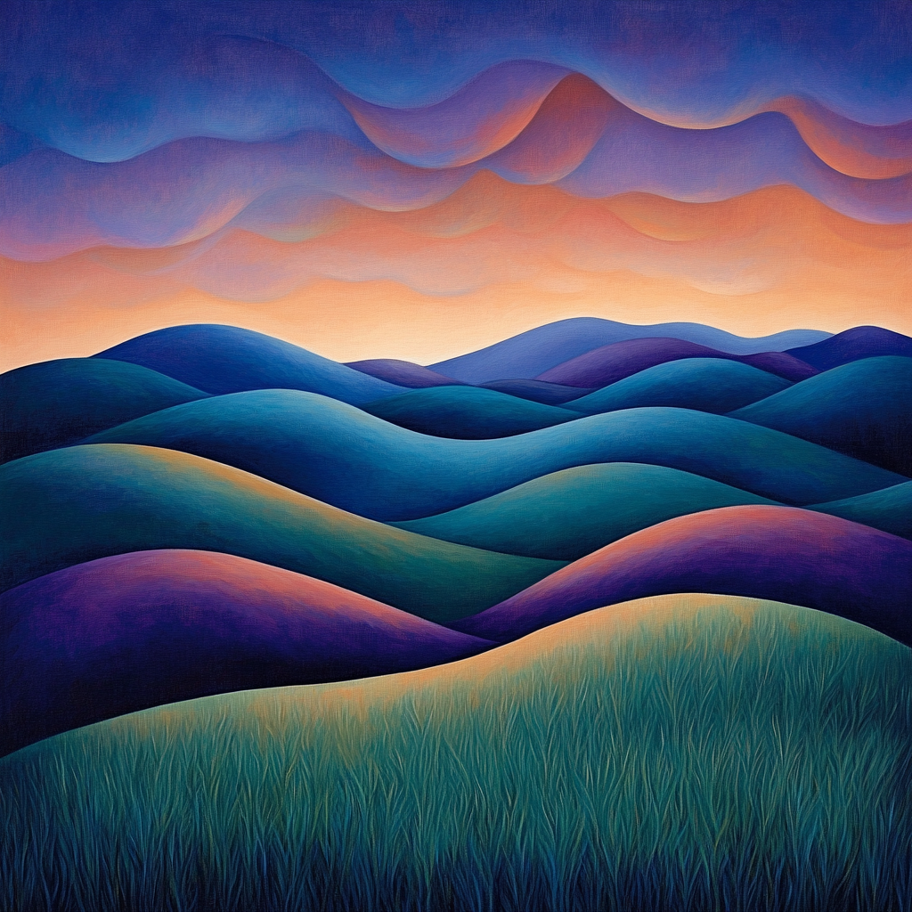 J. E. H. MacDonald Inspired Twilight Over Misty Hills Paint by numbers art