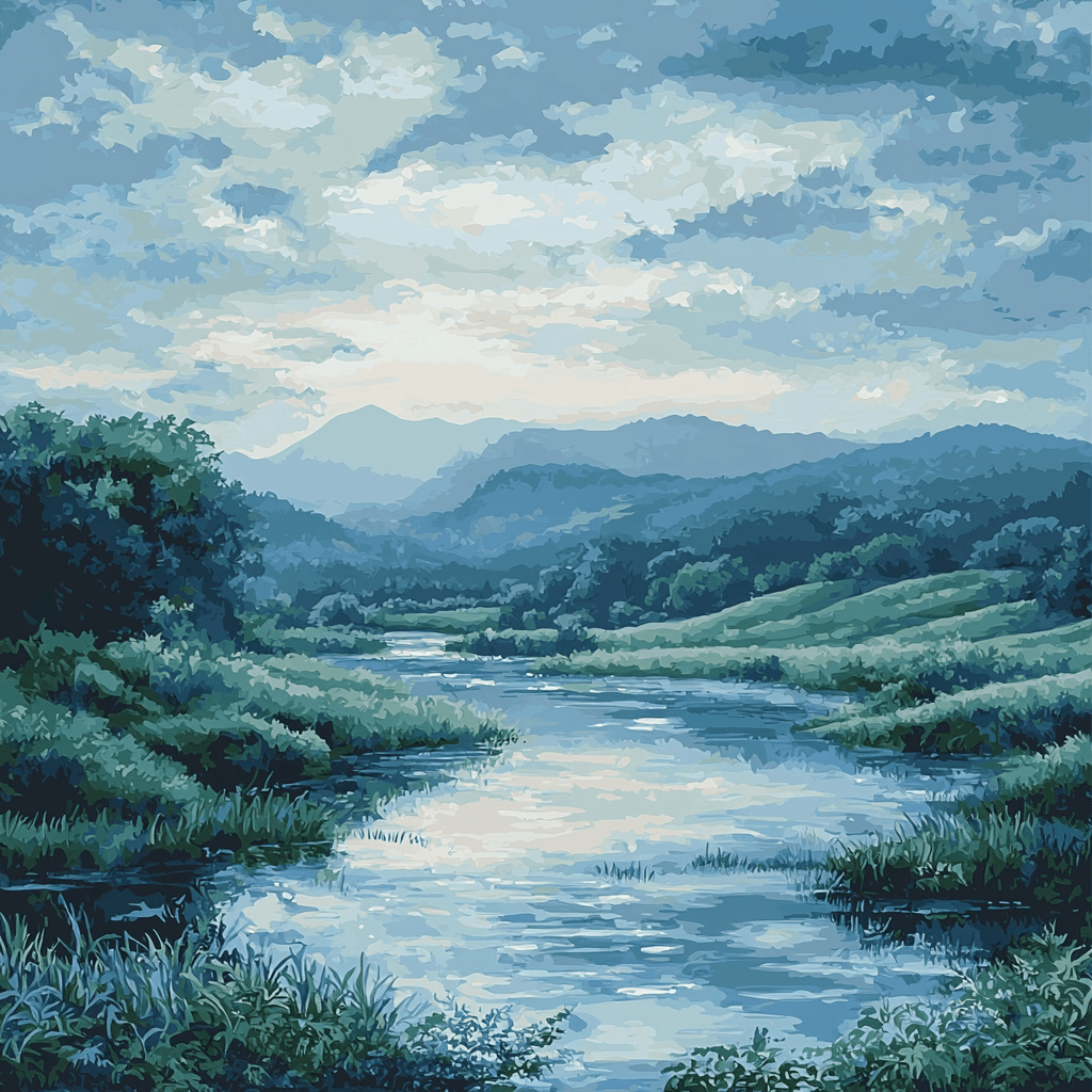 Hiroshige Inspired Tranquil River Escape Paint By Numbers Art