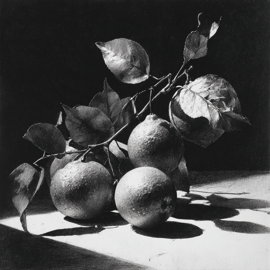 Caravaggio Inspired Citrus Shadow Cluster paint by numbers