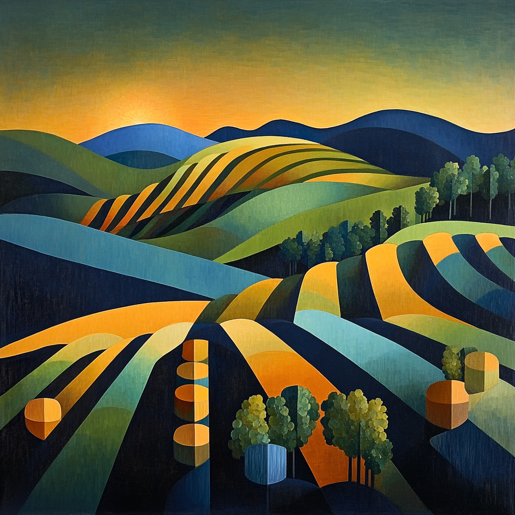 Pablo Picasso Inspired Fractured Vineyard Landscape Paint by numbers kits