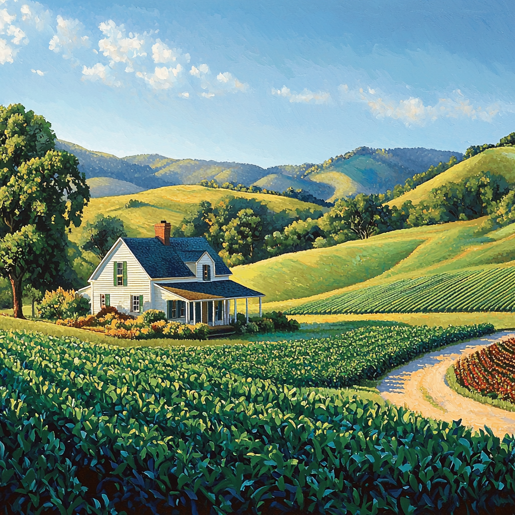 Grant Wood Inspired Rural Farmhouse Dream Numbered Painting Kits