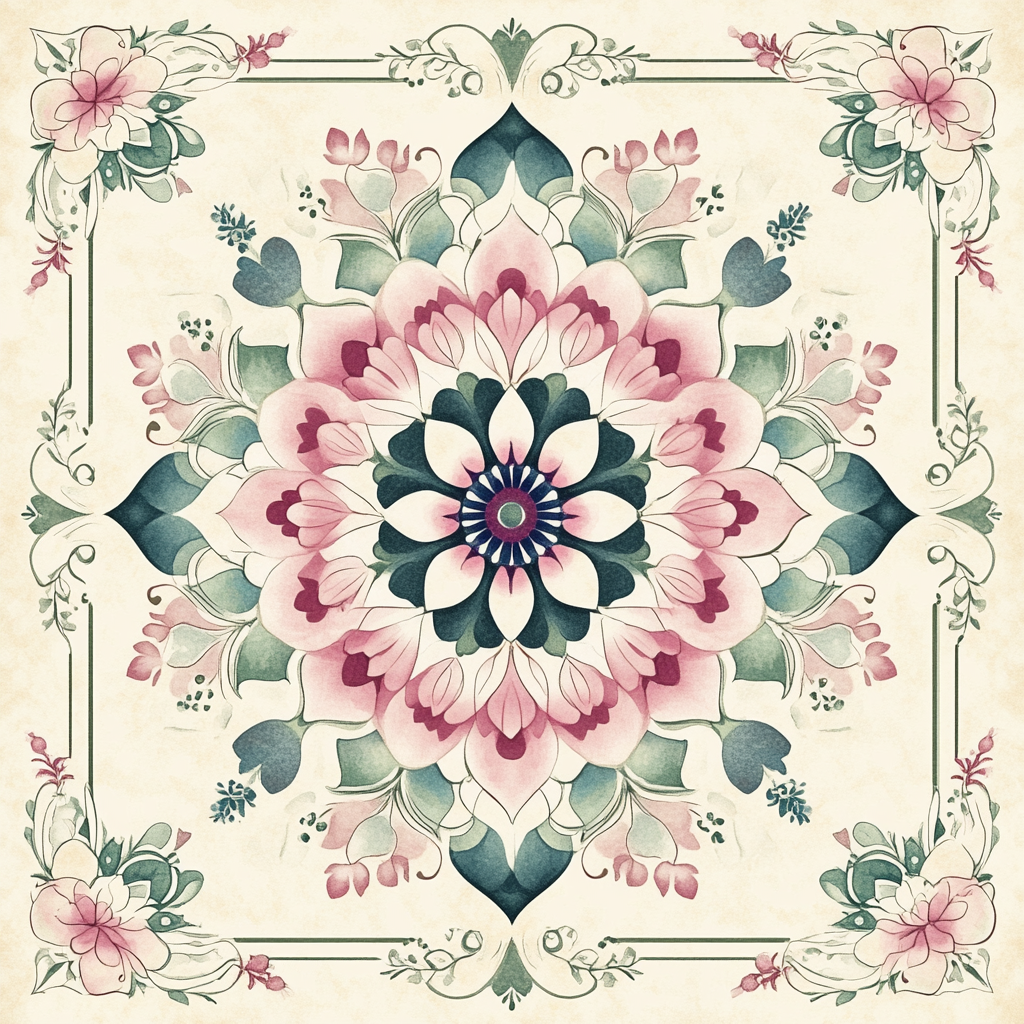 Alphonse Mucha Inspired Nebula Floral Mandala paint by number