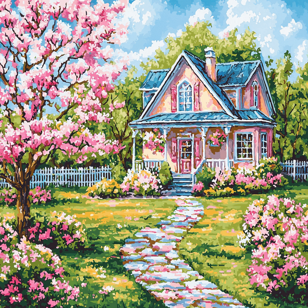 Picnic Under The Blossoms Numbered Painting Kits