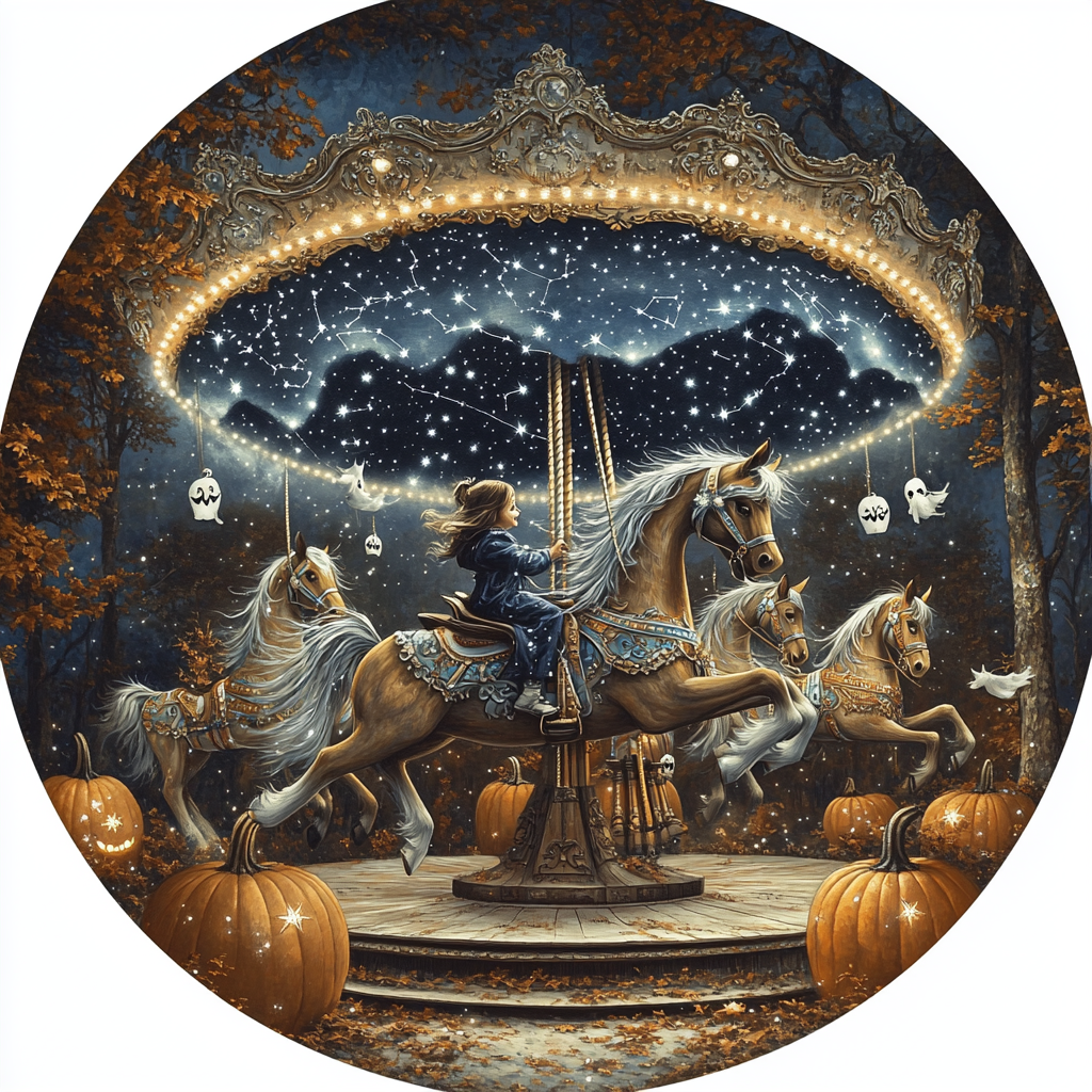 Haunted Carousel Of Lunar Masks DIY paint by numbers