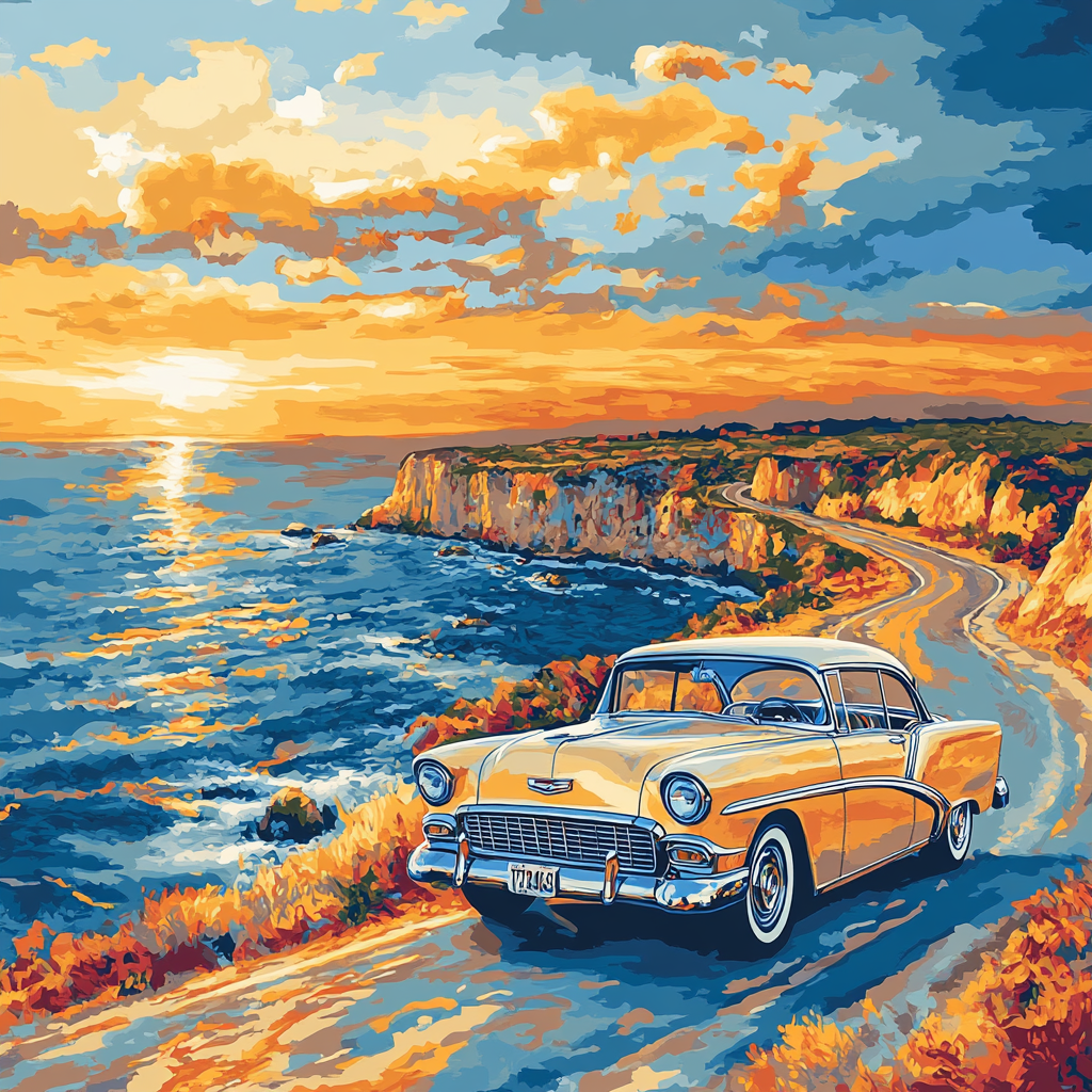 Poster Inspired Vintage Roadster DIY paint by numbers