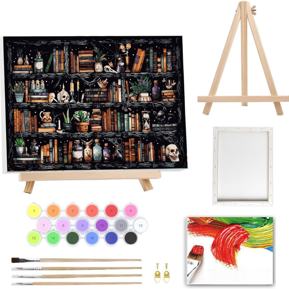 Halloween Horror Bookshelf Paint By Numbers Kit