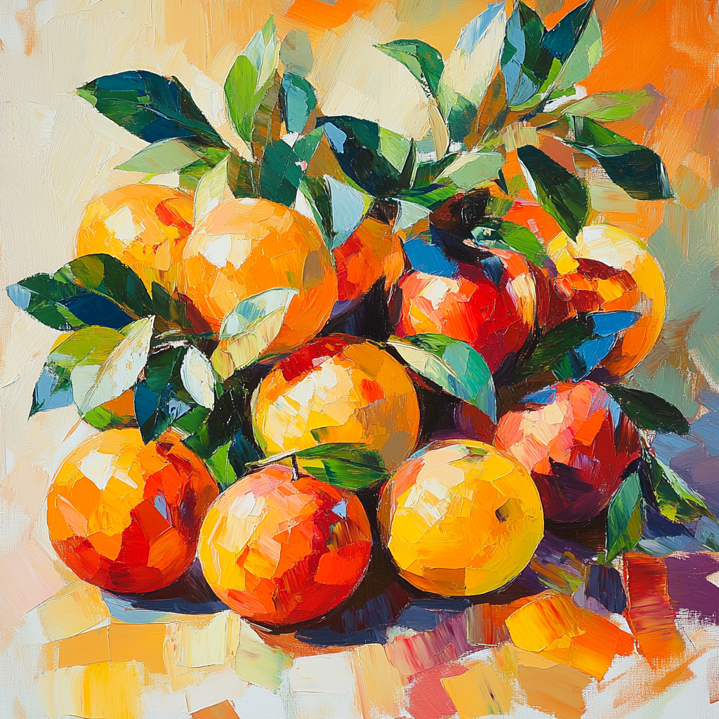 Paul Cézanne Inspired Abstract Fruit Geometry painting number kit