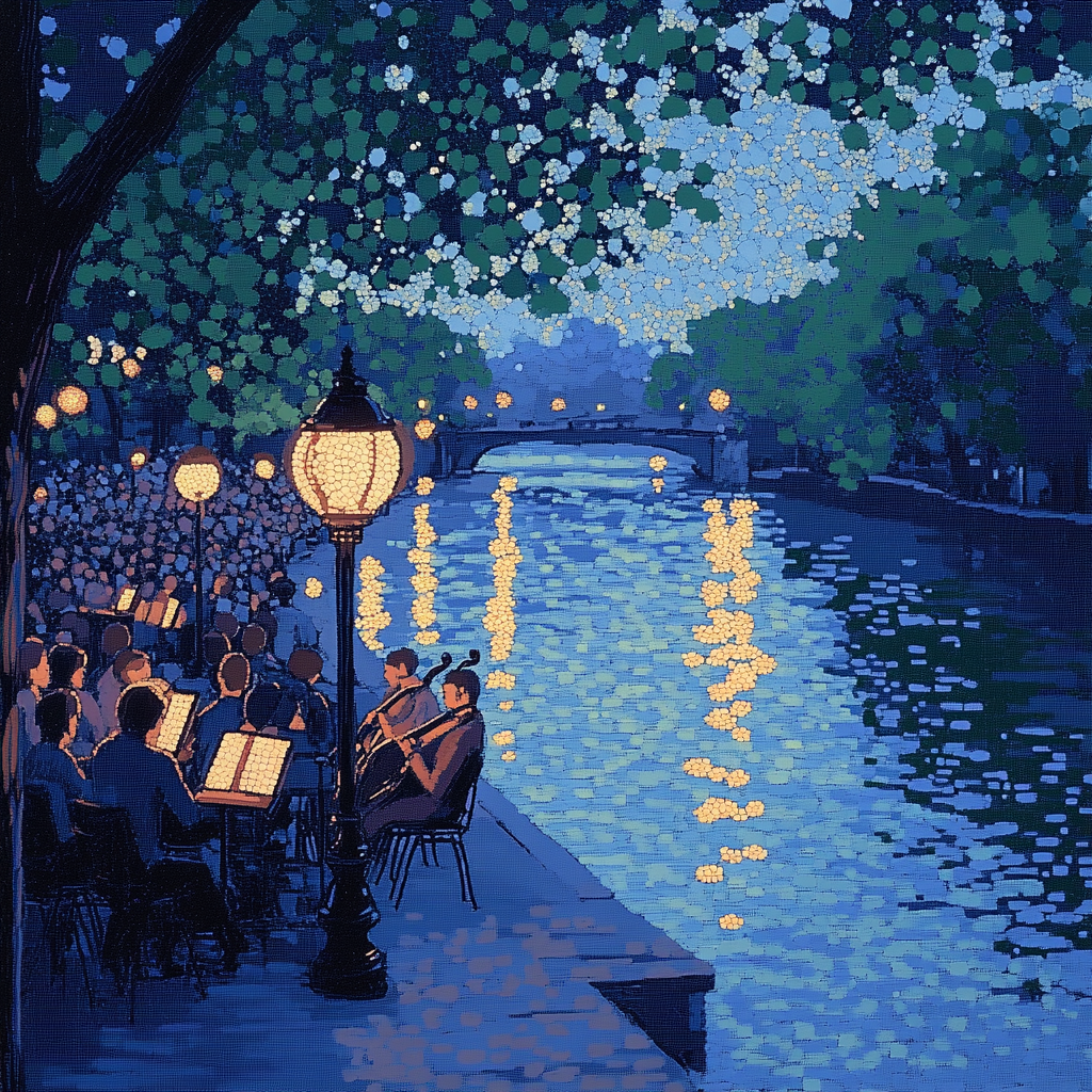 Seurat Inspired Riverside Concert DIY paint by numbers