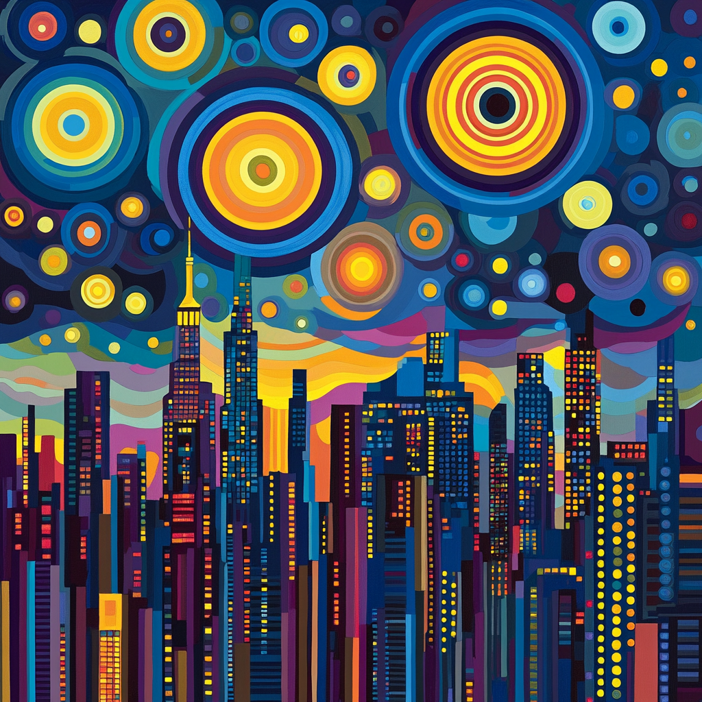 Sonia Delaunay Inspired City Lights paint by color