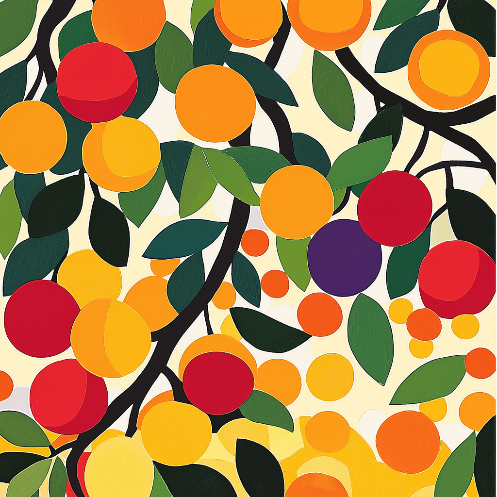 Henri Matisse Inspired Whimsical Fruit Orchard Paint By Numbers