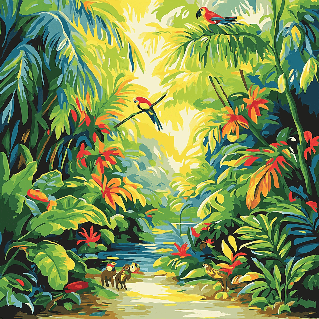 Rousseau Inspired Jungle Rhythm DIY Paint By Numbers