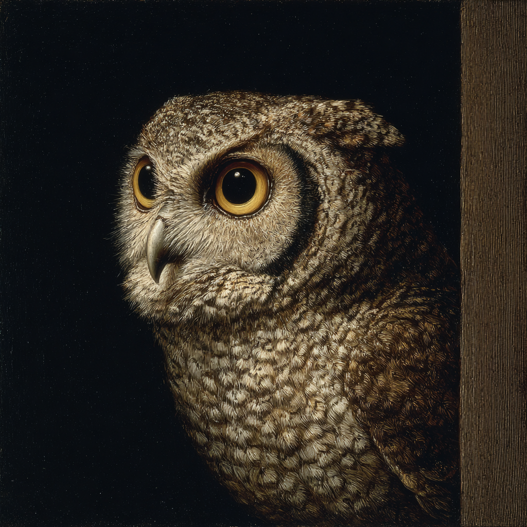 Caravaggio Inspired Nocturnal Owl Silhouette paint by number