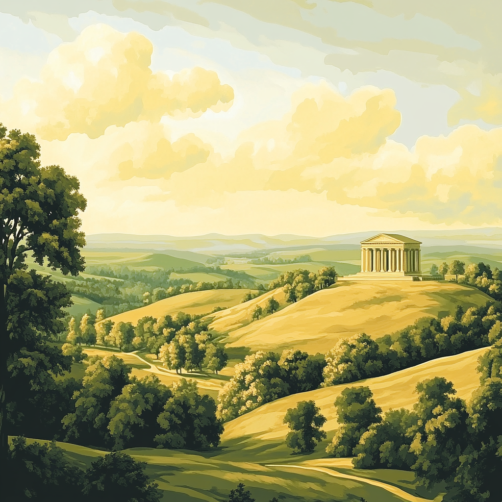 Raphael Inspired Harmonious Renaissance Hills With Distant Temple Numbered painting kits