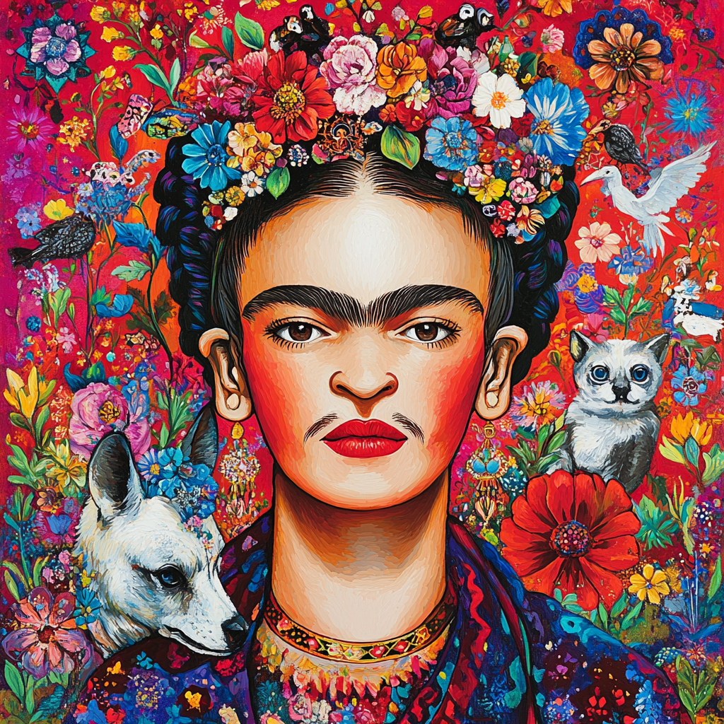 Frida Kahlo Inspired Emotional Self-Portrait paint by color