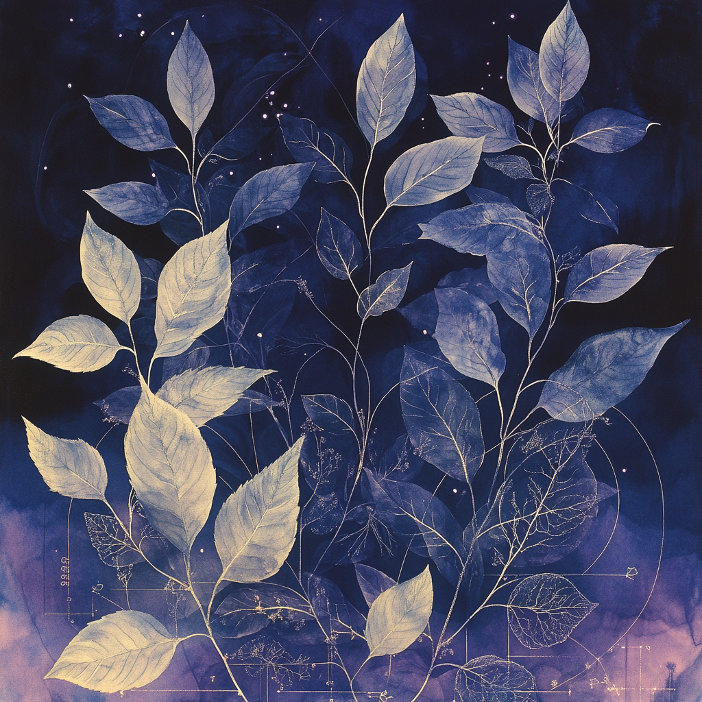 Leonardo Da Vinci Inspired Nebular Herbarium paint by color