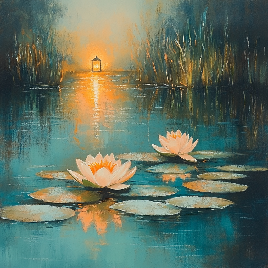 Edgar Degas Inspired Water Lilies At Dawn Number painting