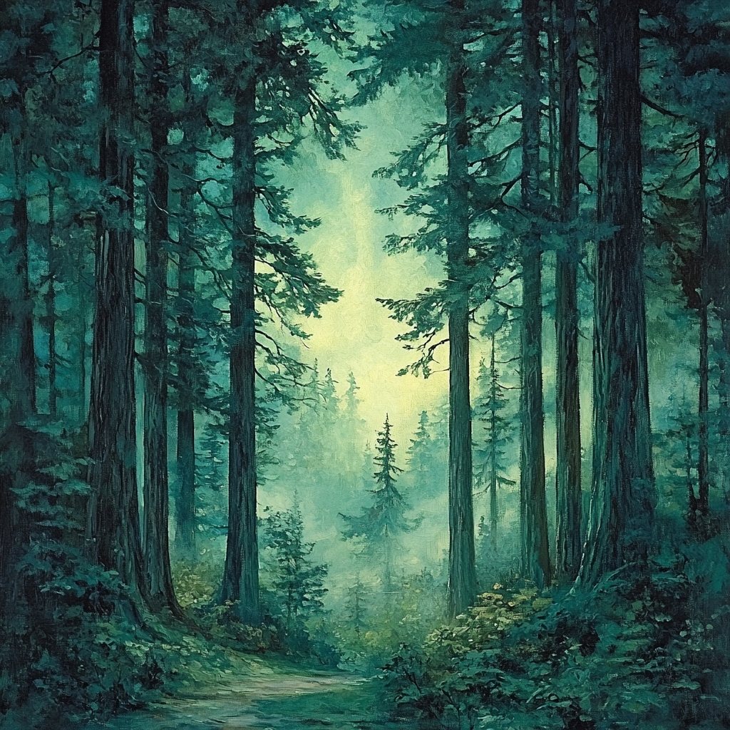 Emily Carr Inspired Cathedral Grove Of Spiraling Cedars Number painting