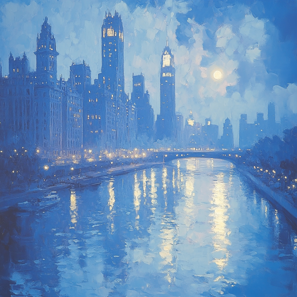 Whistler Inspired Nocturne In Blue And Silver Number painting