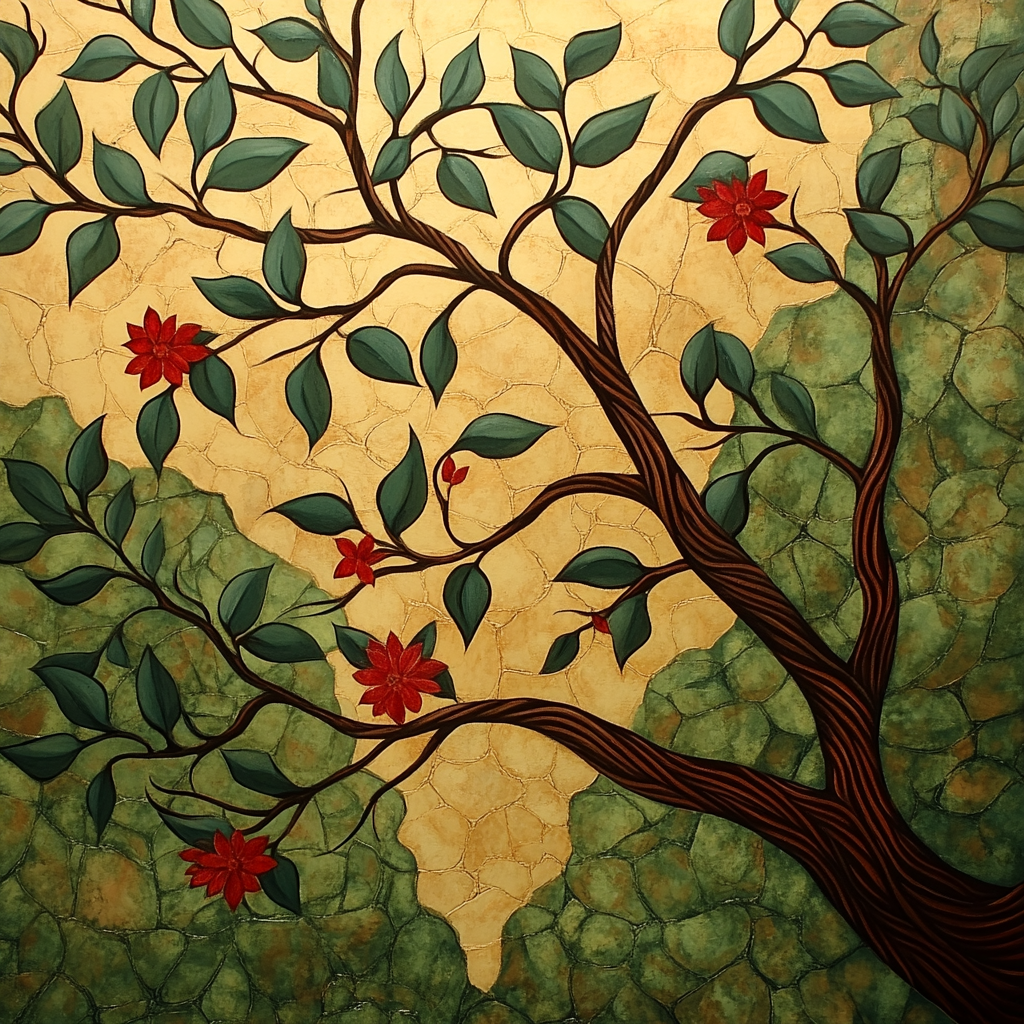 Nandalal Bose Inspired Mythic Banyan Patterns Painting by numbers kit