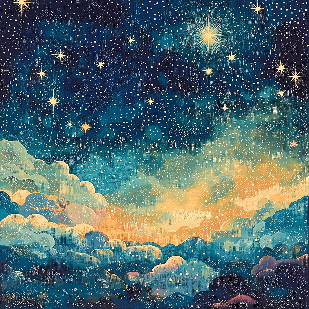 Georges Seurat Inspired Twinkling Starscape DIY Paint By Numbers