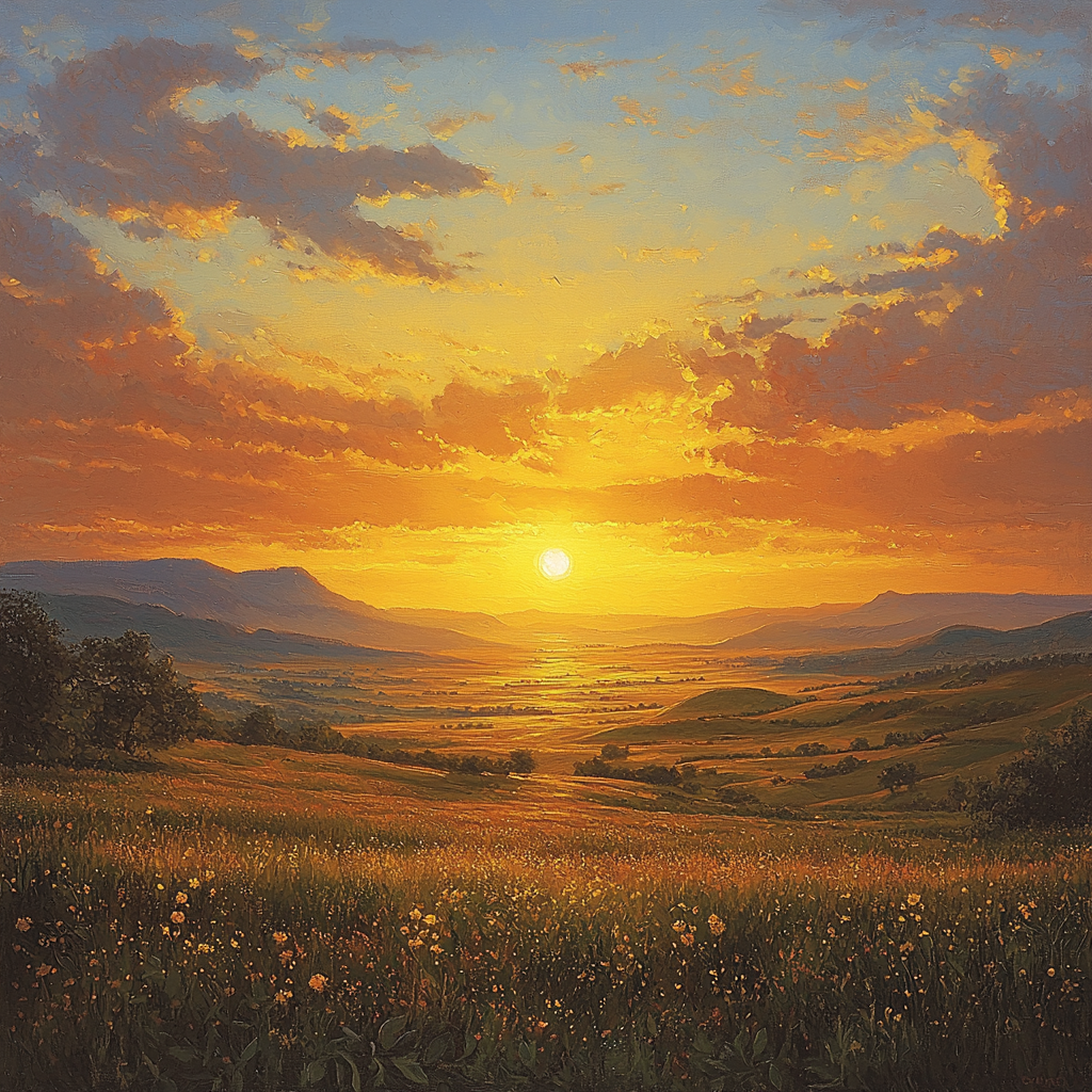 Frederic Edwin Church Inspired Romantic Sunset Over The Plains Numbered Painting Kits