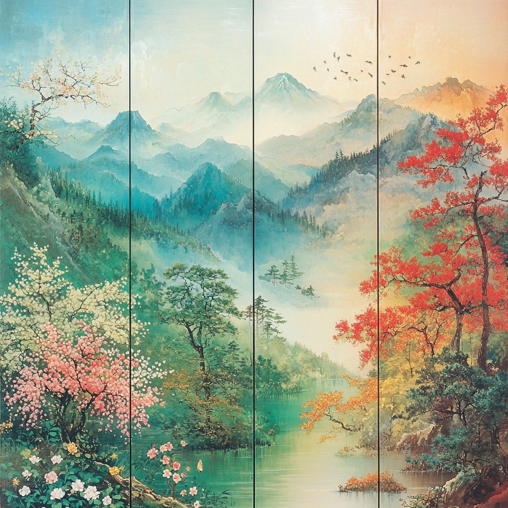 Utagawa Hiroshige Inspired Eternal Harmony Of Seasons Paint By Numbers Art