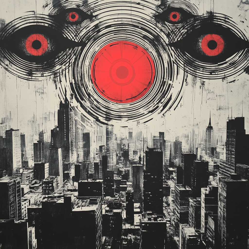 Banksy Inspired Surveillance Sky Number painting