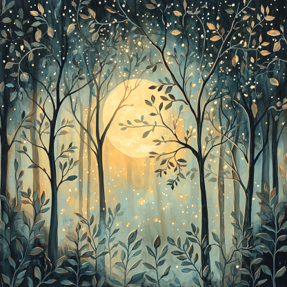 Nandalal Bose Inspired Harmony Of The Moonlit Forest Paint By Numbers Art
