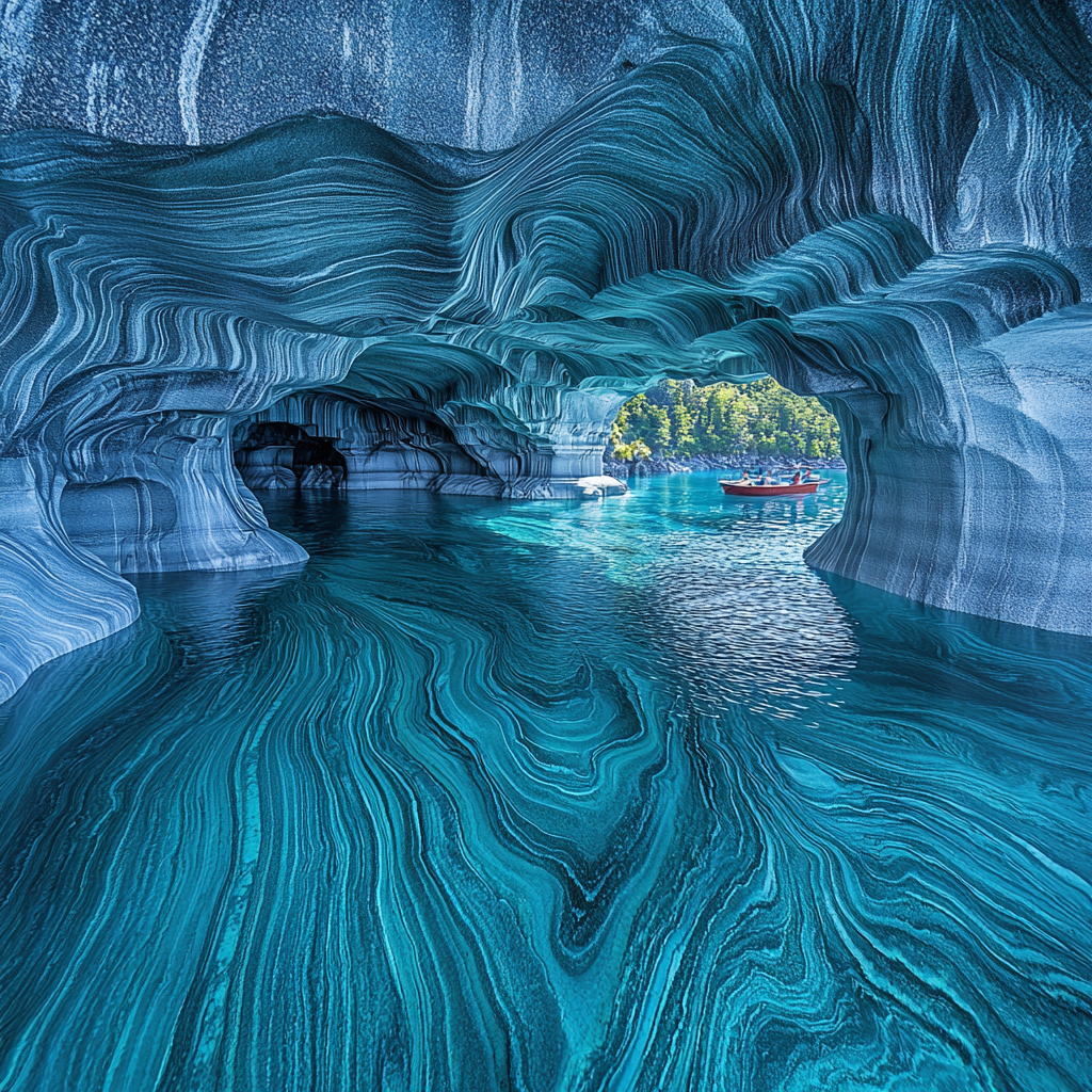 Marble Caves - General Carrera Lake Number Painting