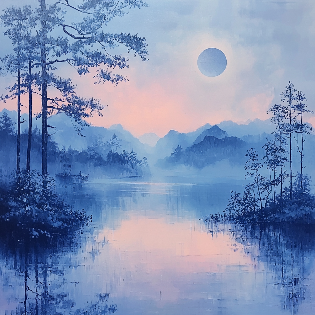 Zhao Mengfu Inspired Enchantment Of Twilight Skies DIY Paint By Numbers