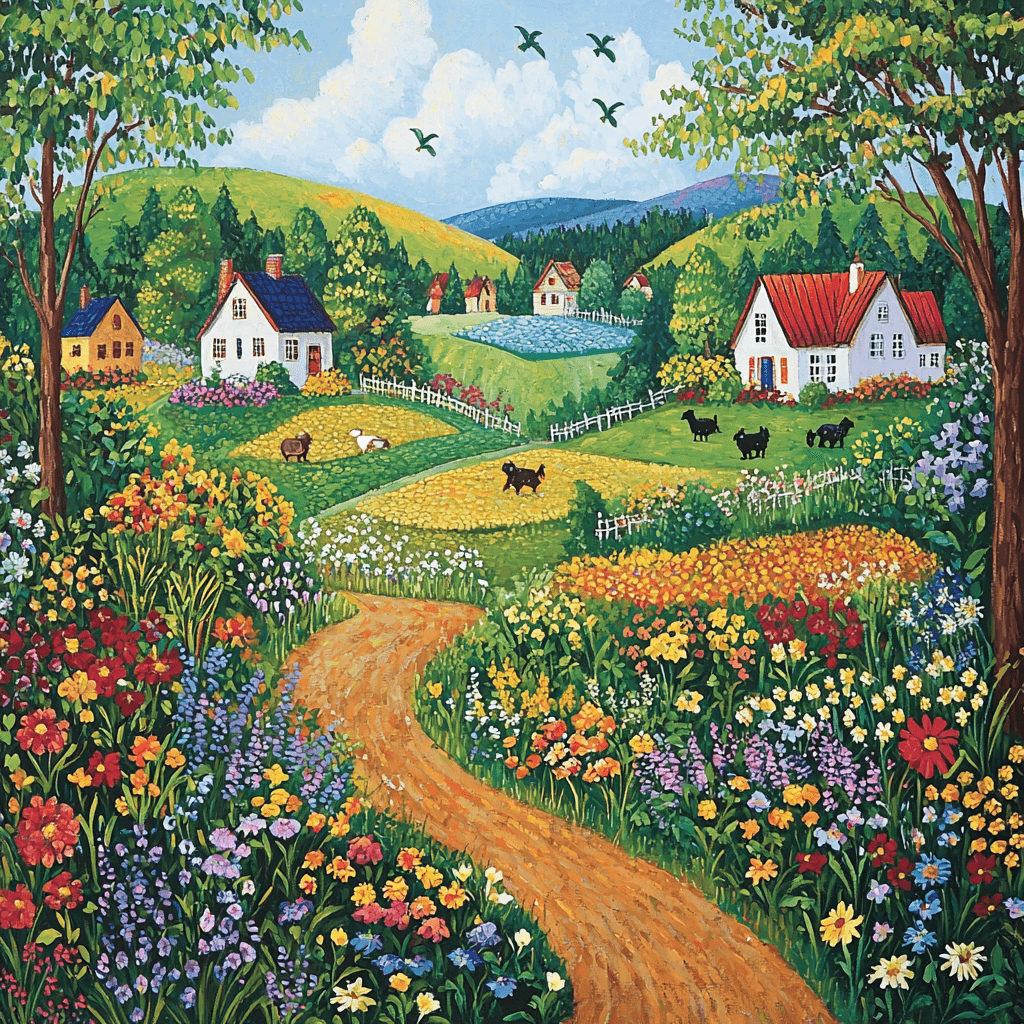 Folk Art Style Inspired Charming Whispers Paint By Numbers Art