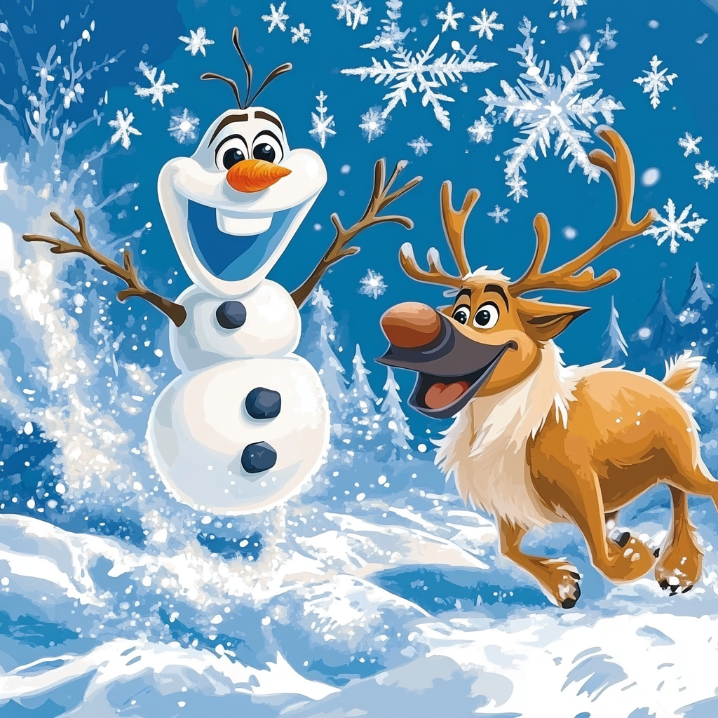 Olaf And Svens Winter Wonderland paint by numbers