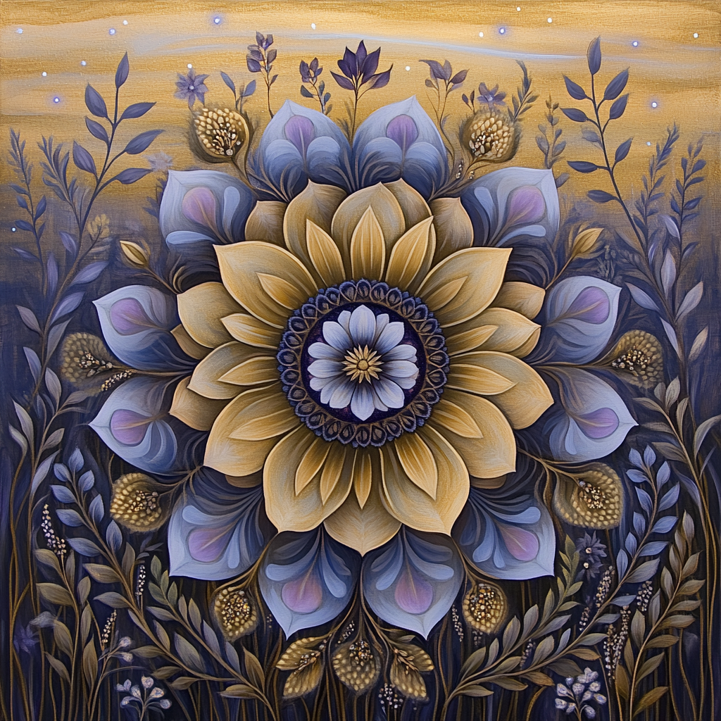 Alphonse Mucha Inspired Aurora Floral Mandala Numbered painting kits