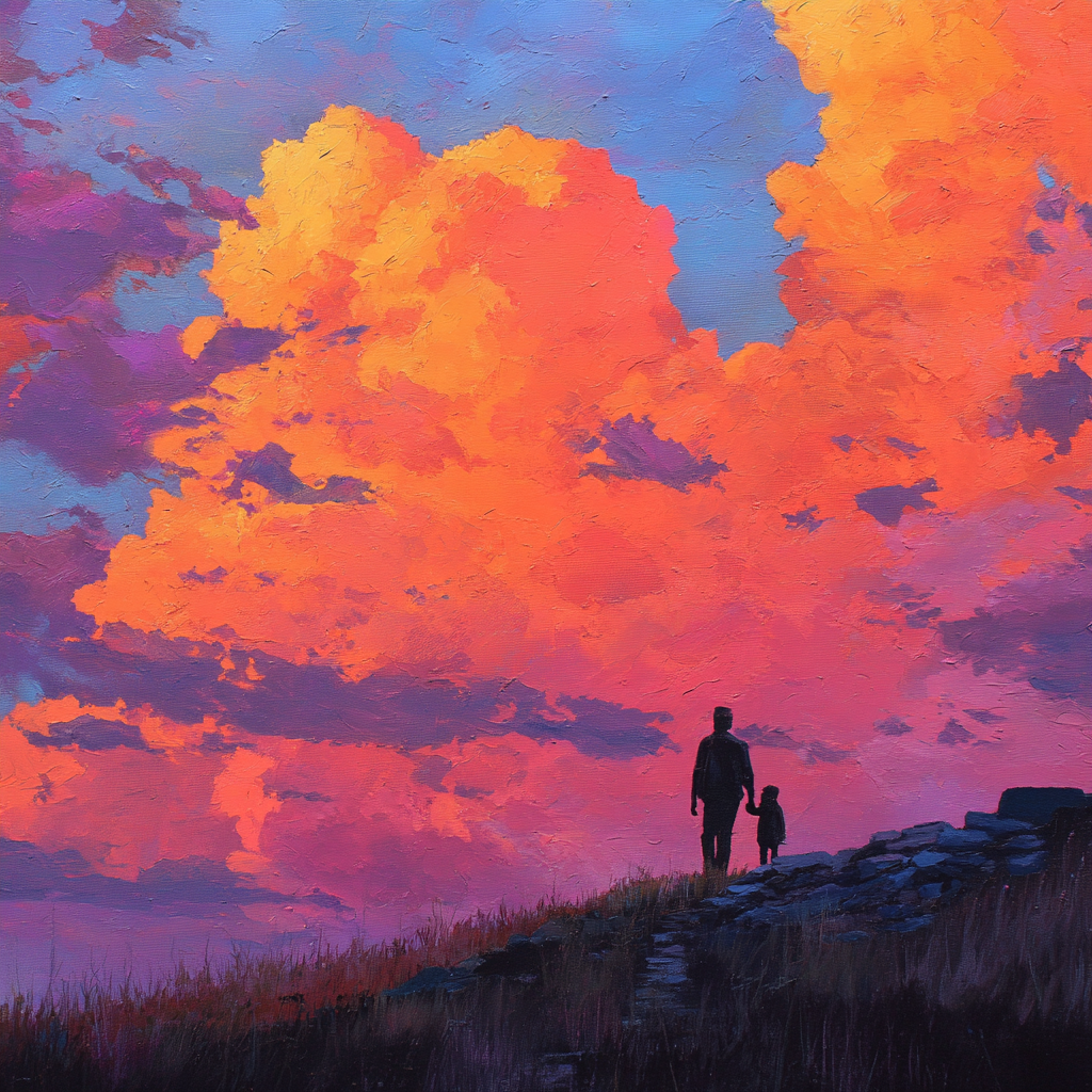 Sunset Silhouette Of Love Number Painting