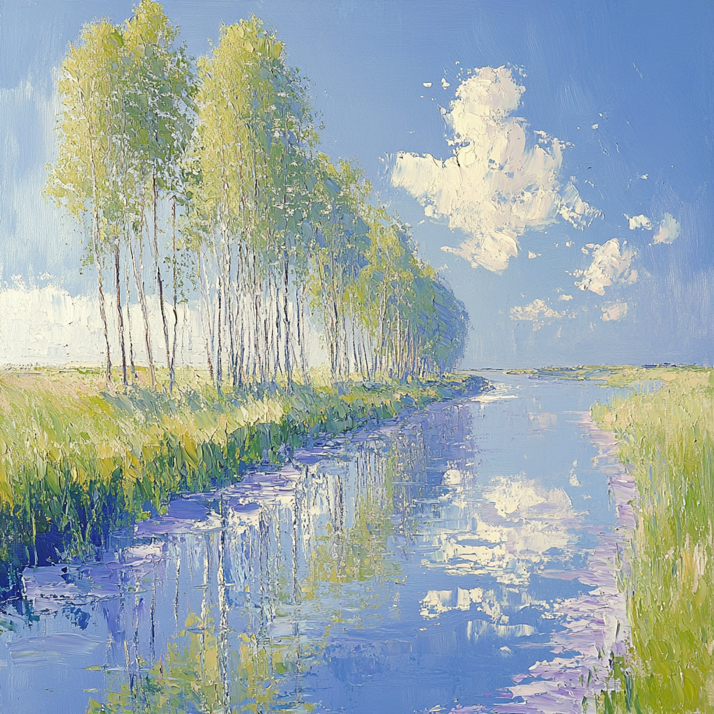 Claude Monet Inspired River Poplars Afternoon DIY paint by numbers