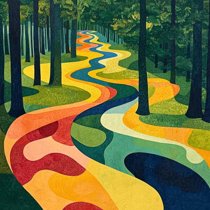 Wassily Kandinsky Inspired Abstract Forest Pathways Painting By Numbers Kit