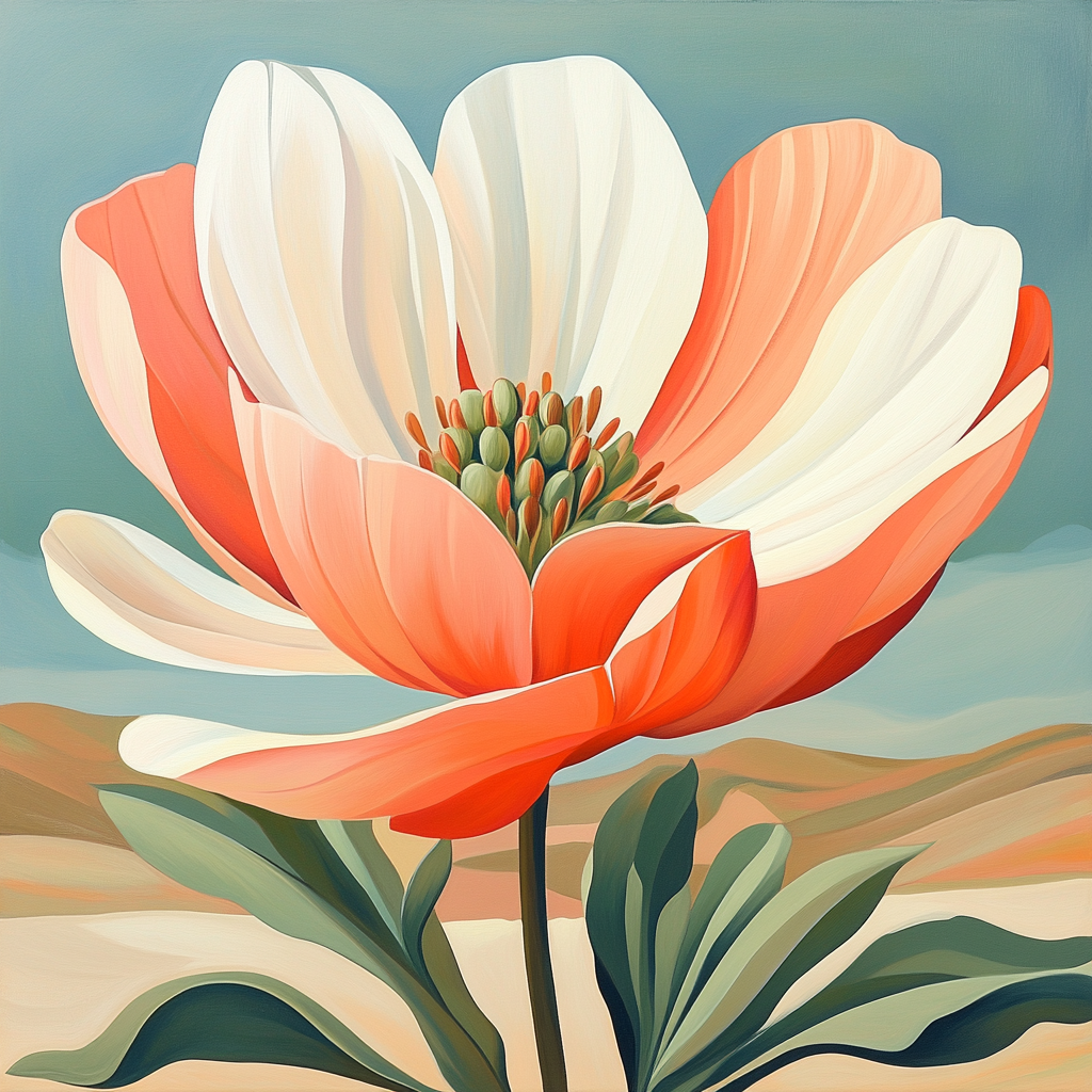 Georgia OKeeffe Inspired Desert Flowers paint by color