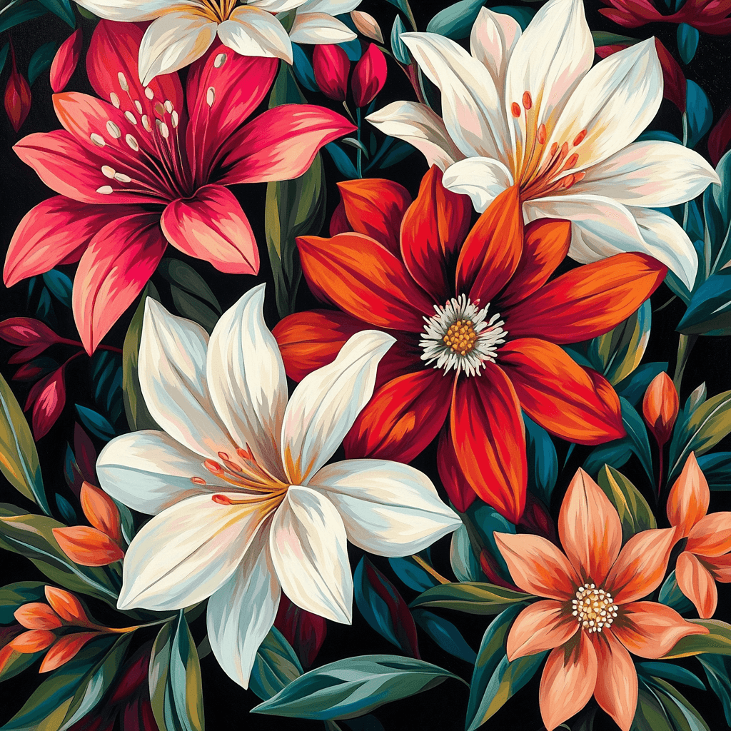 O'Keeffe Inspired Botanical Paradise Number Painting