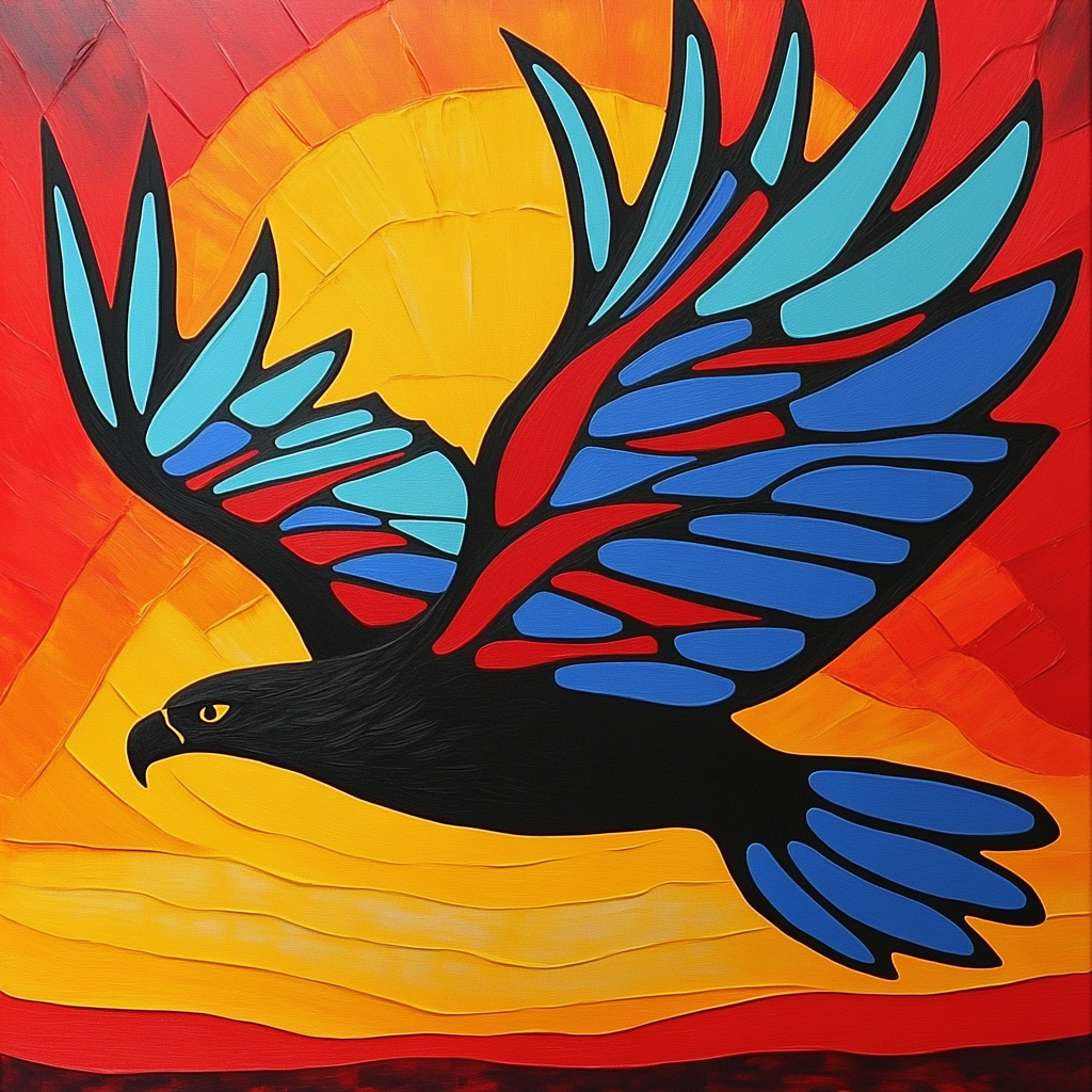 Norval Morrisseau Inspired Eagle Of The Dawn Number painting
