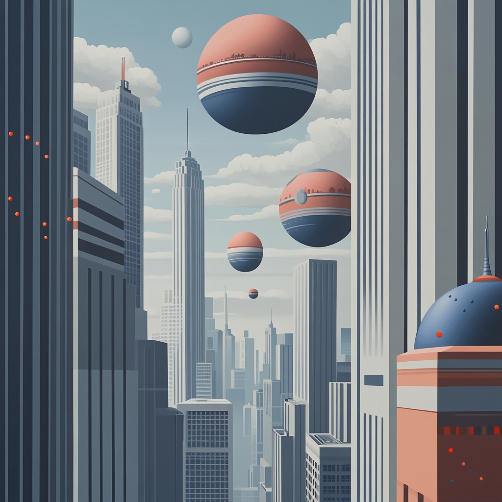 René Magritte Inspired Dreamlike Cityscape DIY paint by numbers
