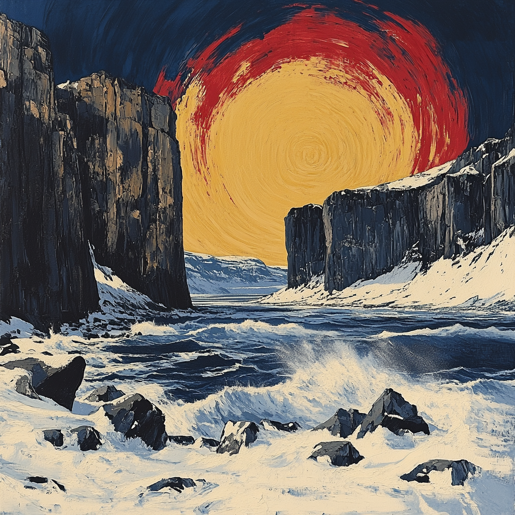 Edvard Munch Inspired Storm Over Weathered Rocks Painting by numbers kit