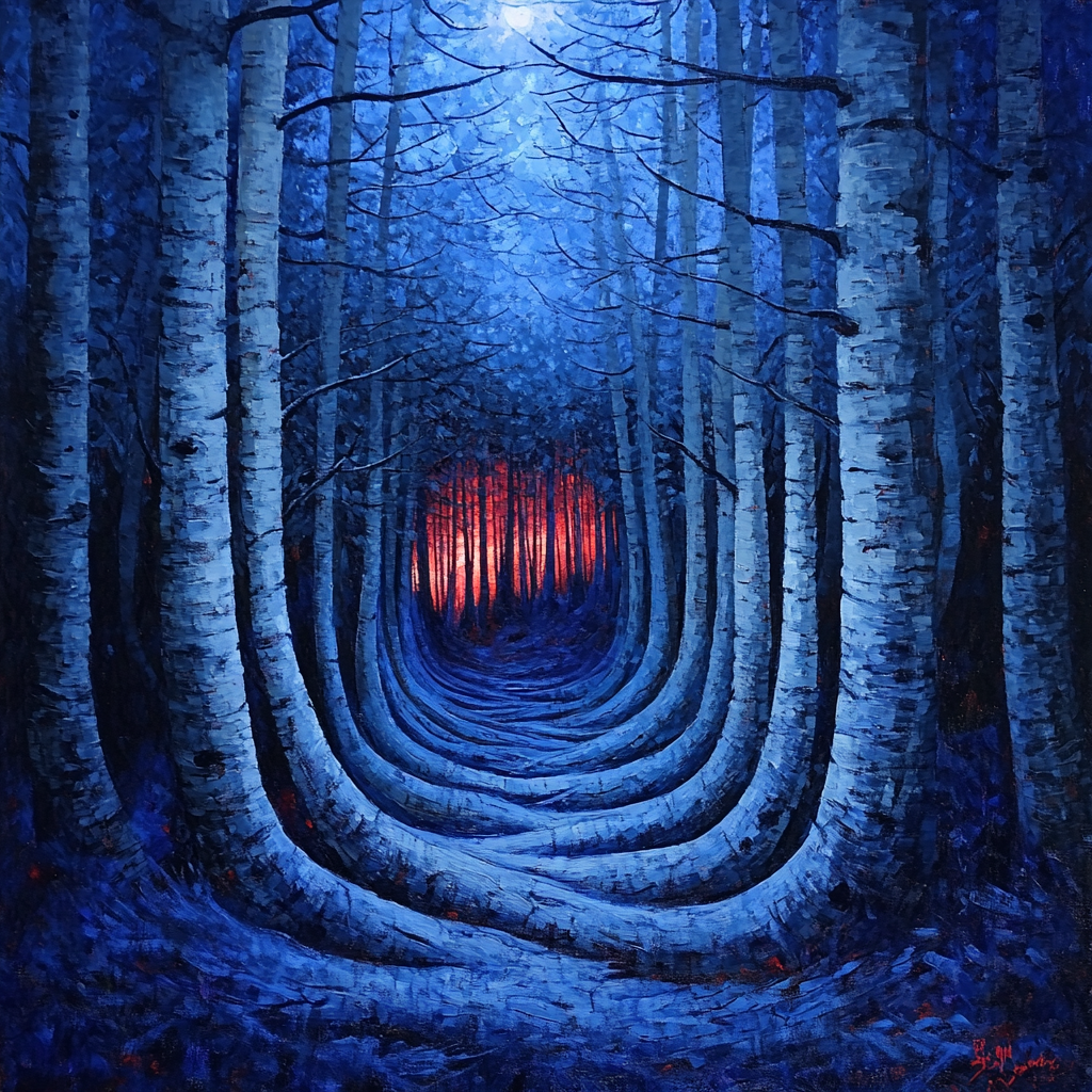 Edvard Munch Inspired Enchanted Forest Midnight Numbered painting kits