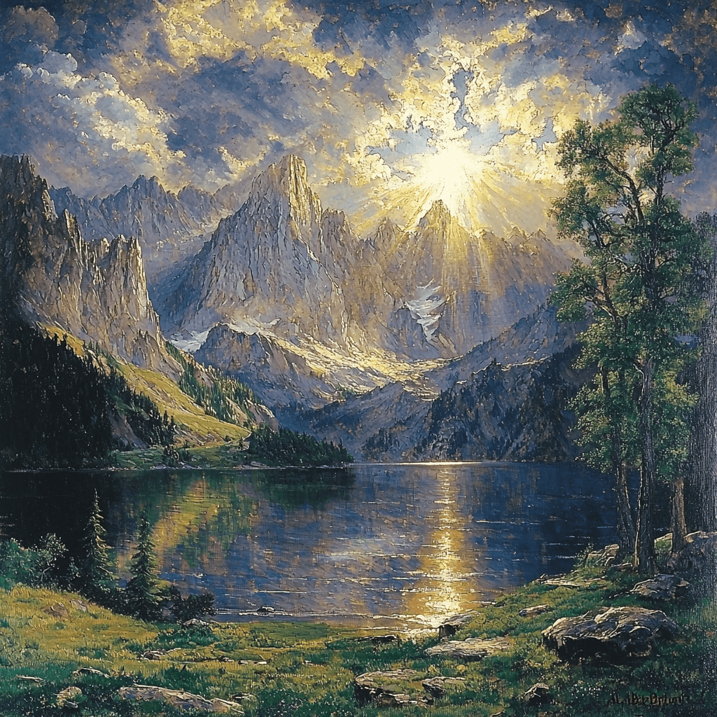Albert Bierstadt Inspired Mystical Mountain Serenity - DIY Painting By Numbers Kit