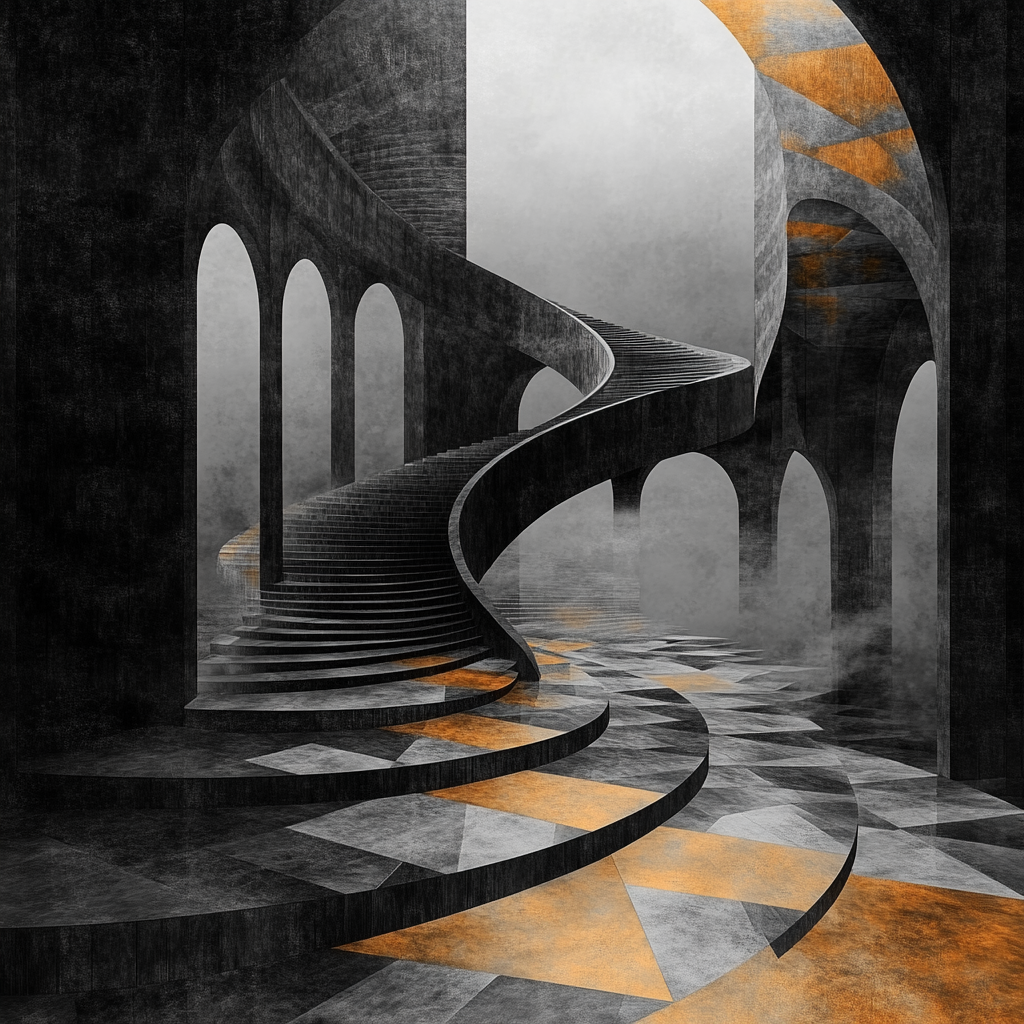 M.C. Escher Inspired Infinity Stairfield Painting by numbers kit