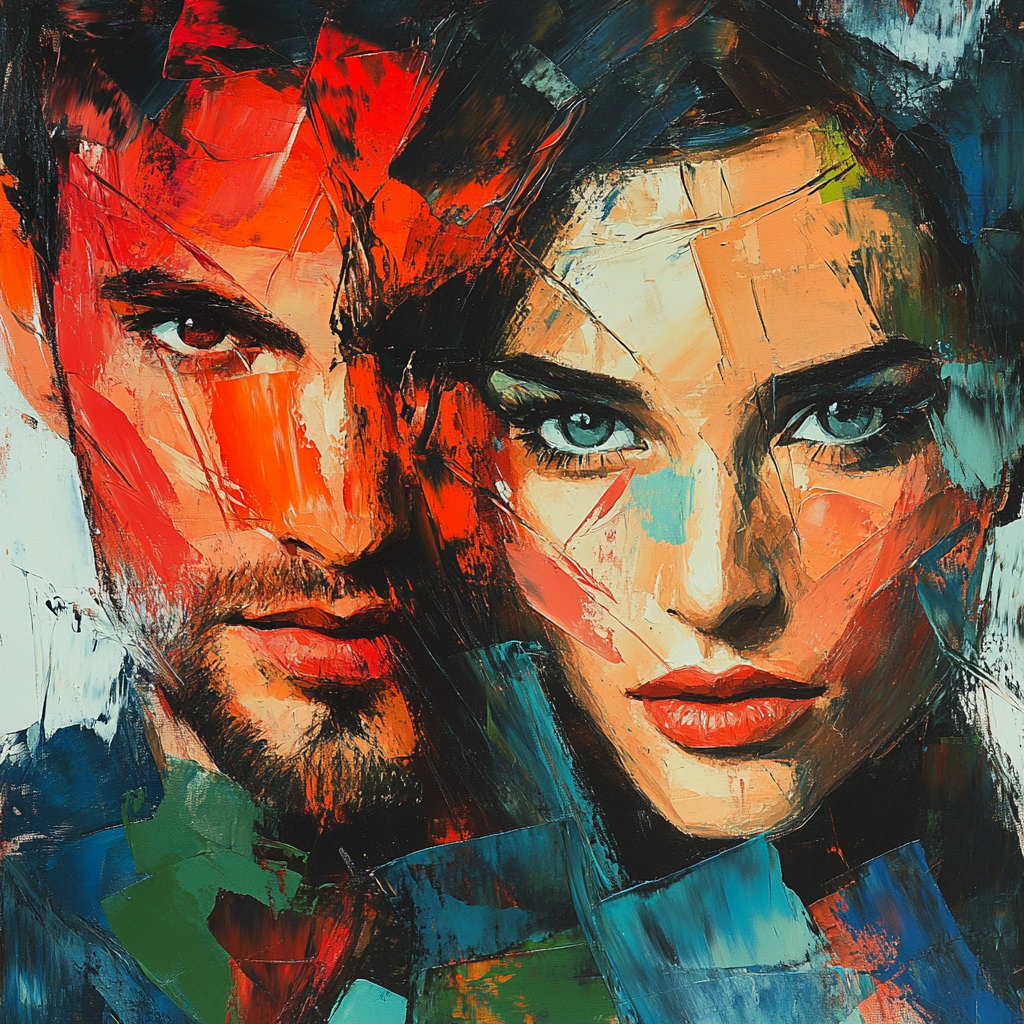 Kokoschka Inspired Expressive Couple Numbered painting kits