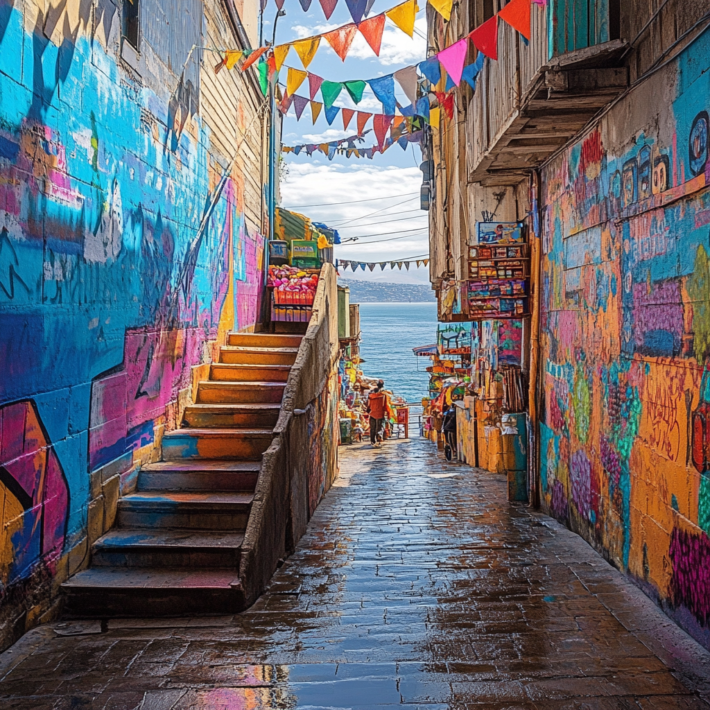Street Art Steps Of Valparaiso Chile Paint by numbers art