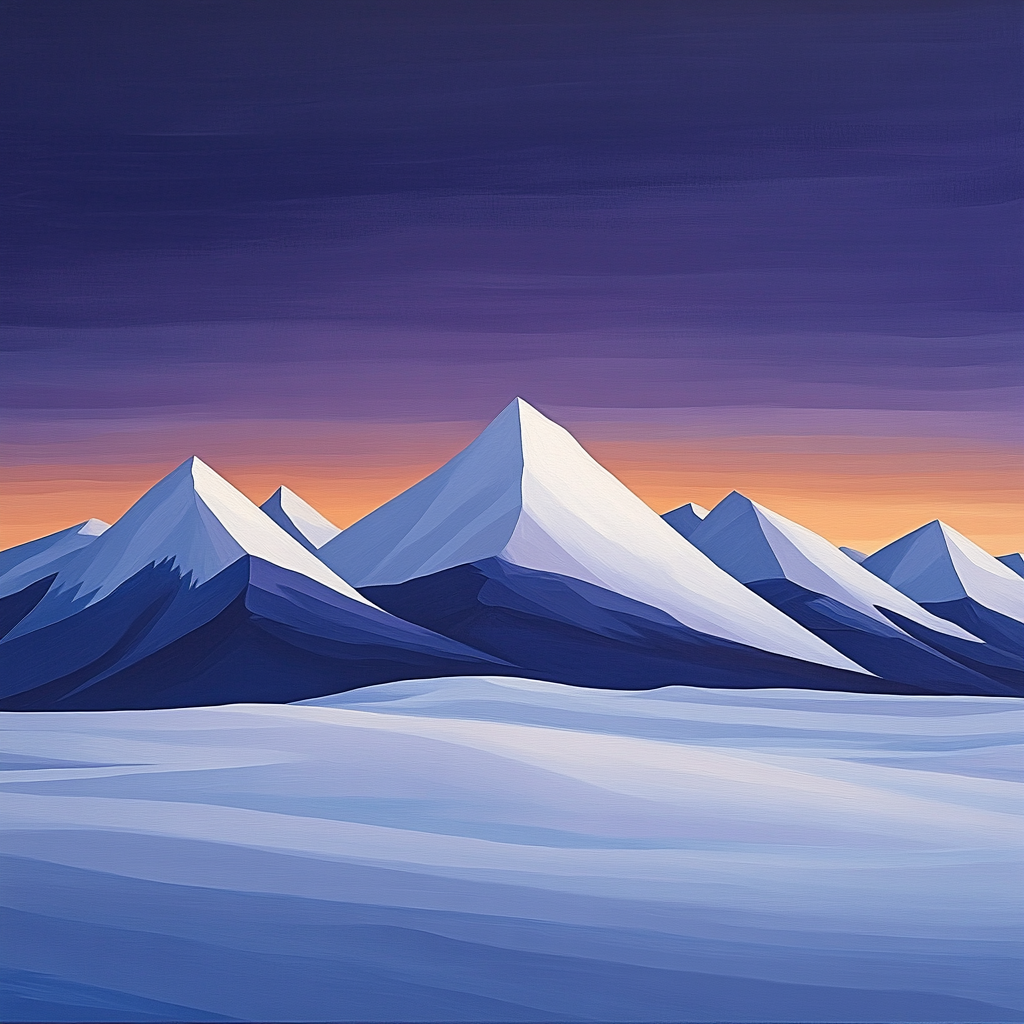 Lawren Harris Inspired Serene Snow-Capped Mountain Range painting number kit
