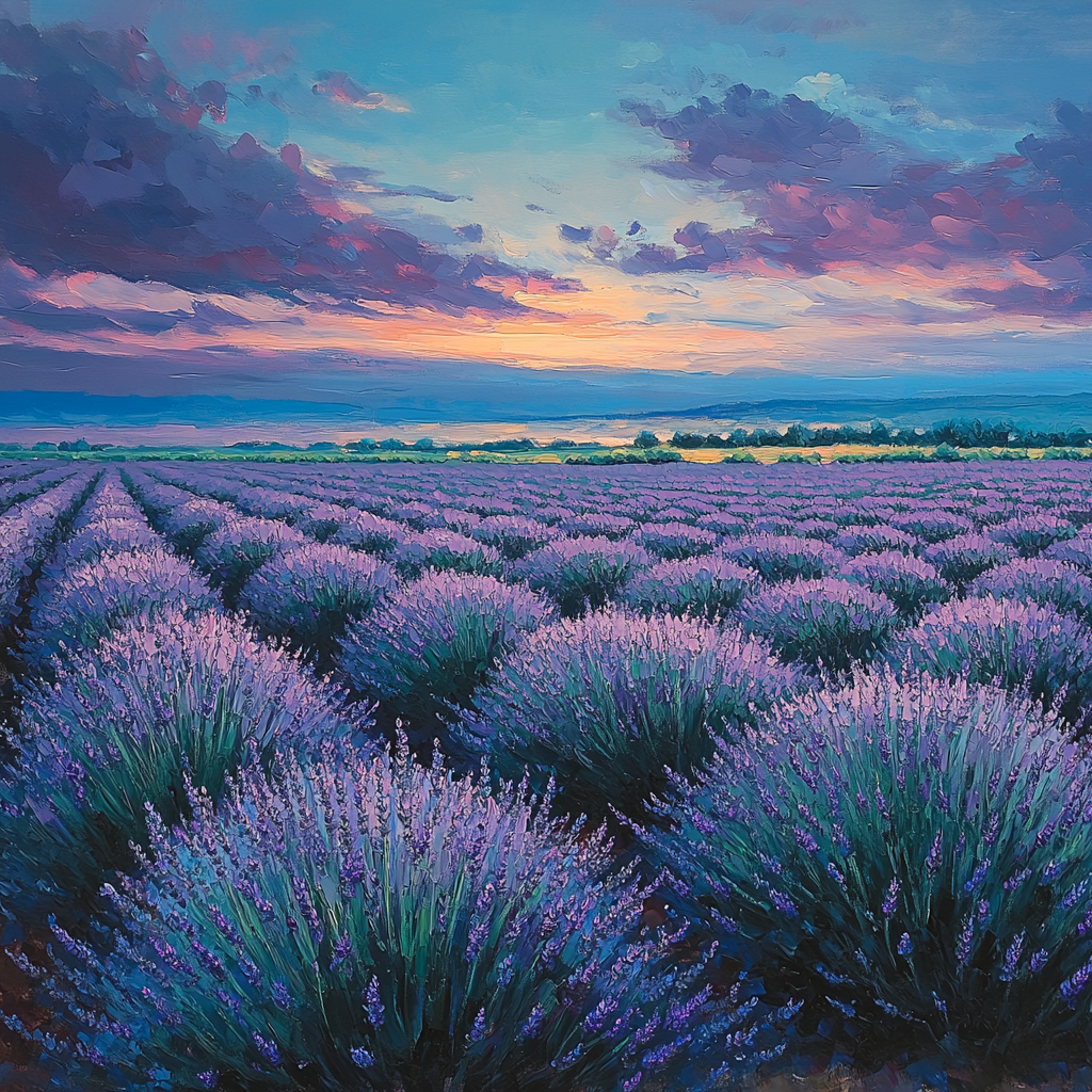 Claude Monet Inspired Lavender Field Twilight Number painting