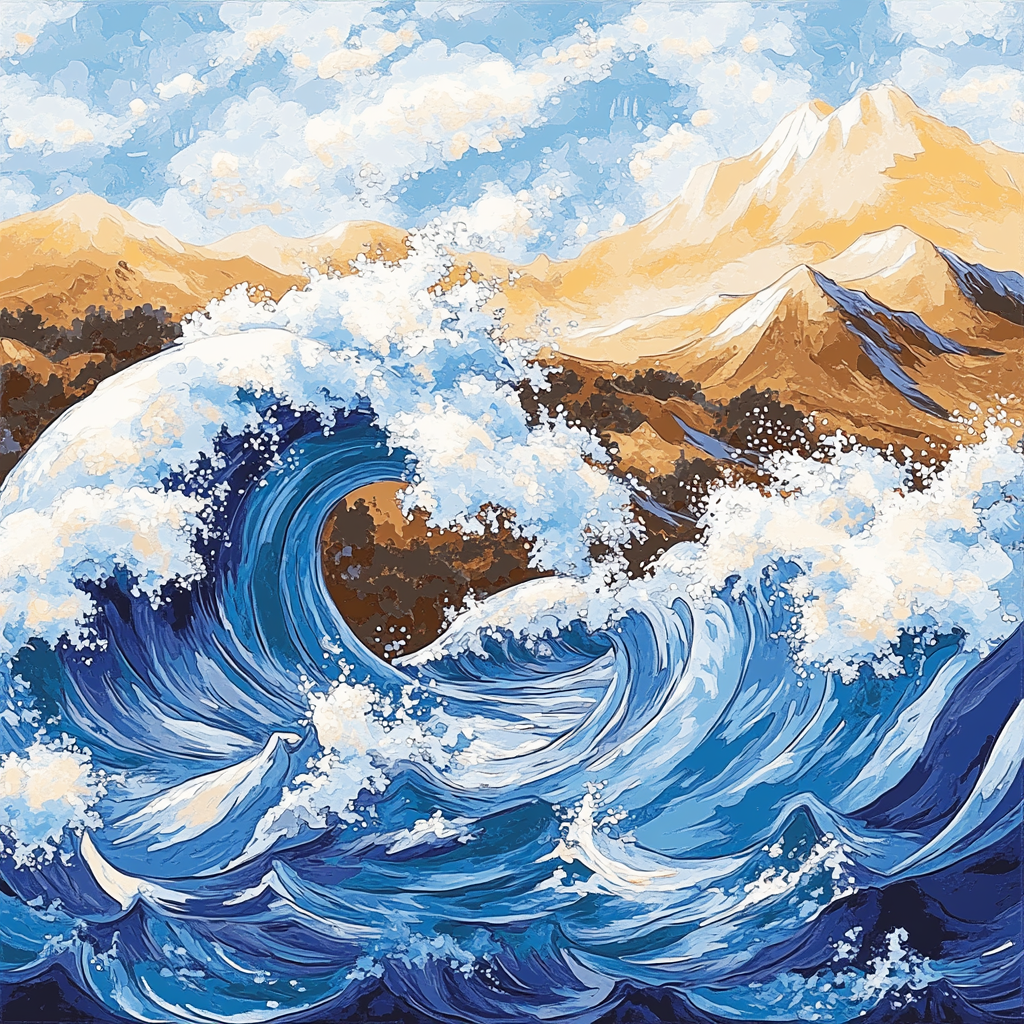 Hokusai Inspired Mountain Wave Festival paint by numbers
